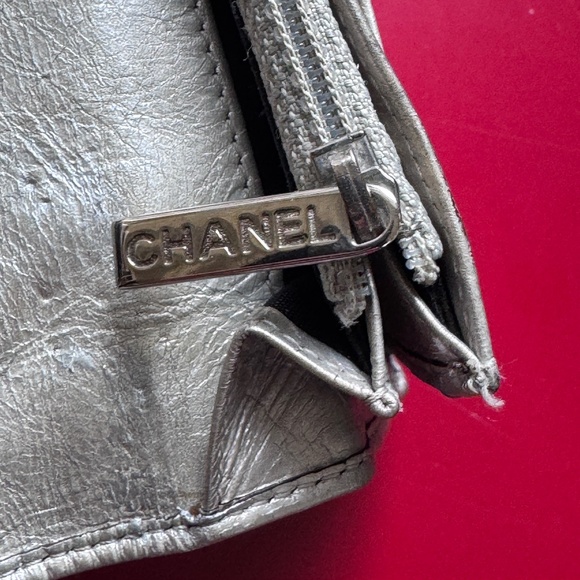 CHANEL Cambon Quilted Metallic Silver Long Bifold Wallet w/ COA in EUC - Picture 8 of 15
